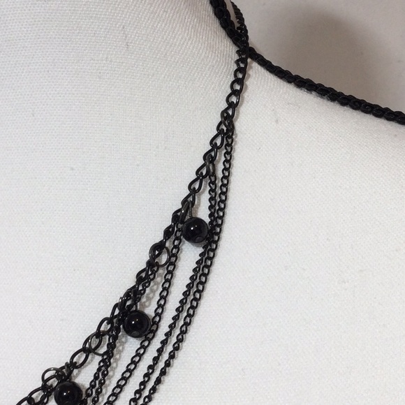 Black Multi-chain Beaded Necklace - Picture 5 of 10